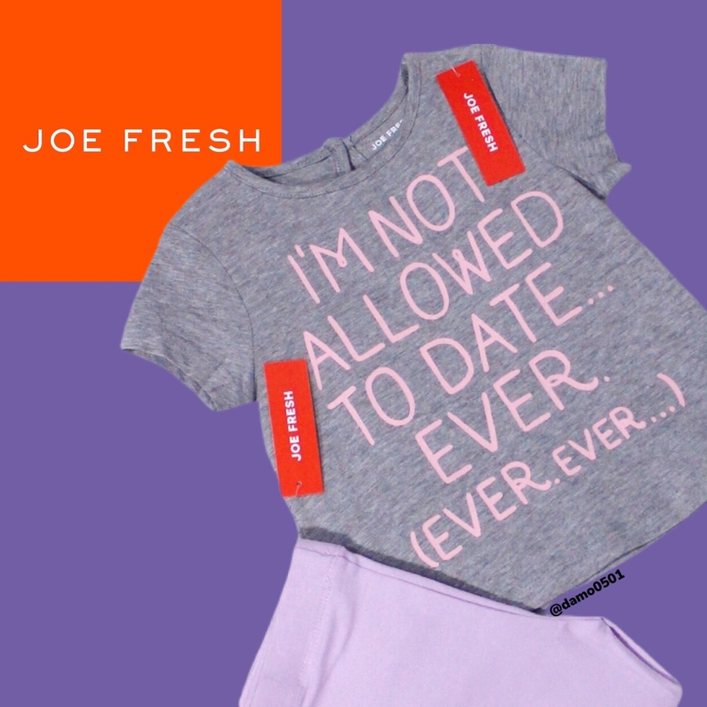 NWT Joe Fresh Purple/Gray Graphic Tee 2 Piece Set